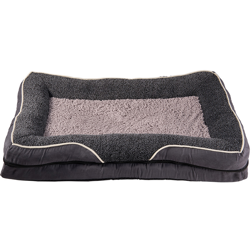 H&O Direct 75cm Dark Grey Warm Cushioned Plush Pet Bed Image 1