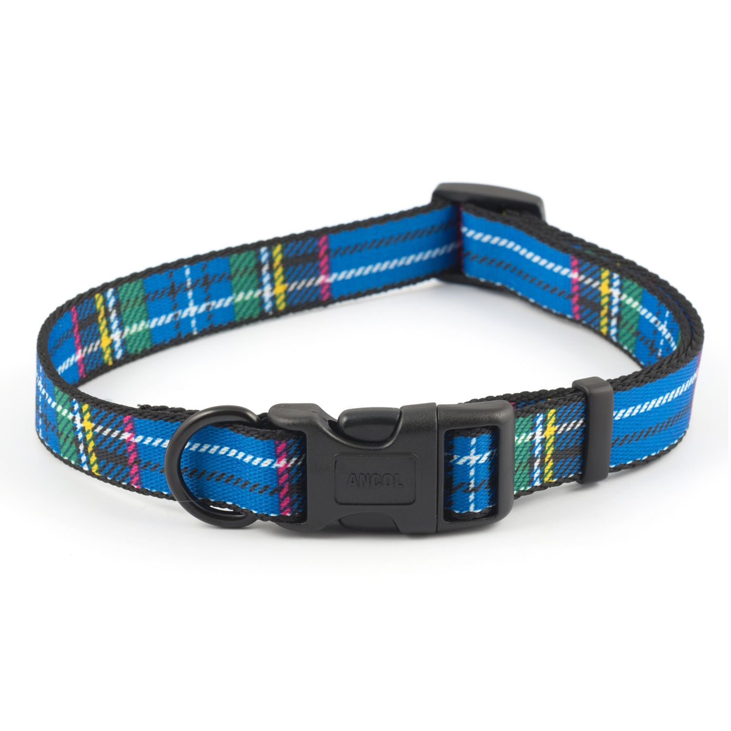 Tartan Adjustable Dog Collar - Blue / Medium Image