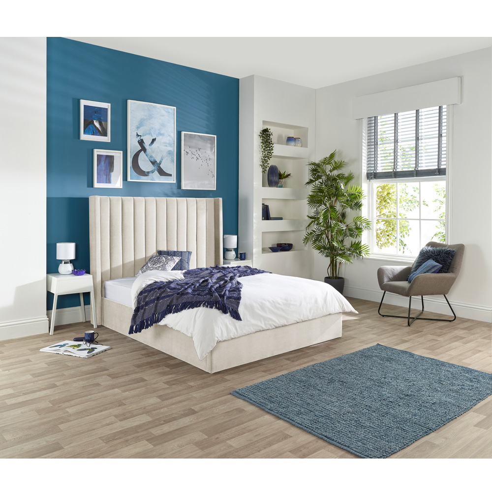 Aspire Helix King Size Natural Velvet Ottoman Bed Image 6