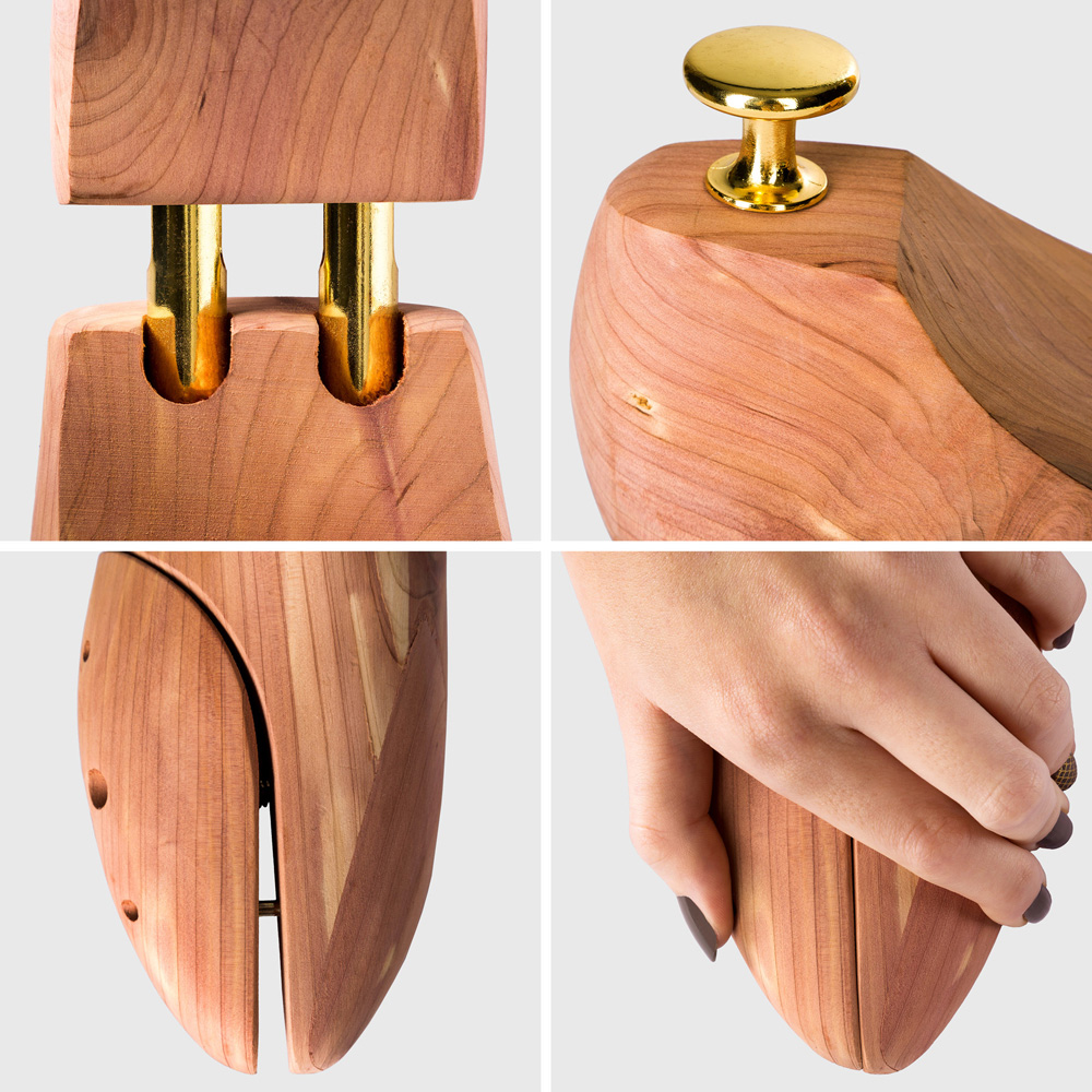 tectake Brass Cedar Wood Shoe Stretcher Pair EU Size 42-43 3 Pack Image 7