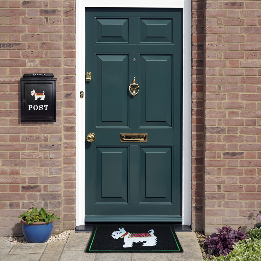 Arboria Garden Decor Scotty Dog Post Box and Doormat Set Image 2