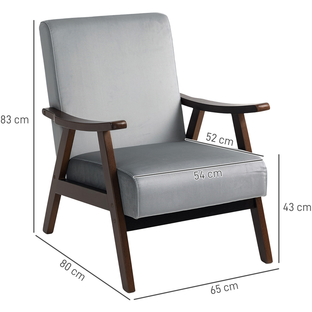 Portland Grey Velvet Solid Wood Frame Armchair Image 9