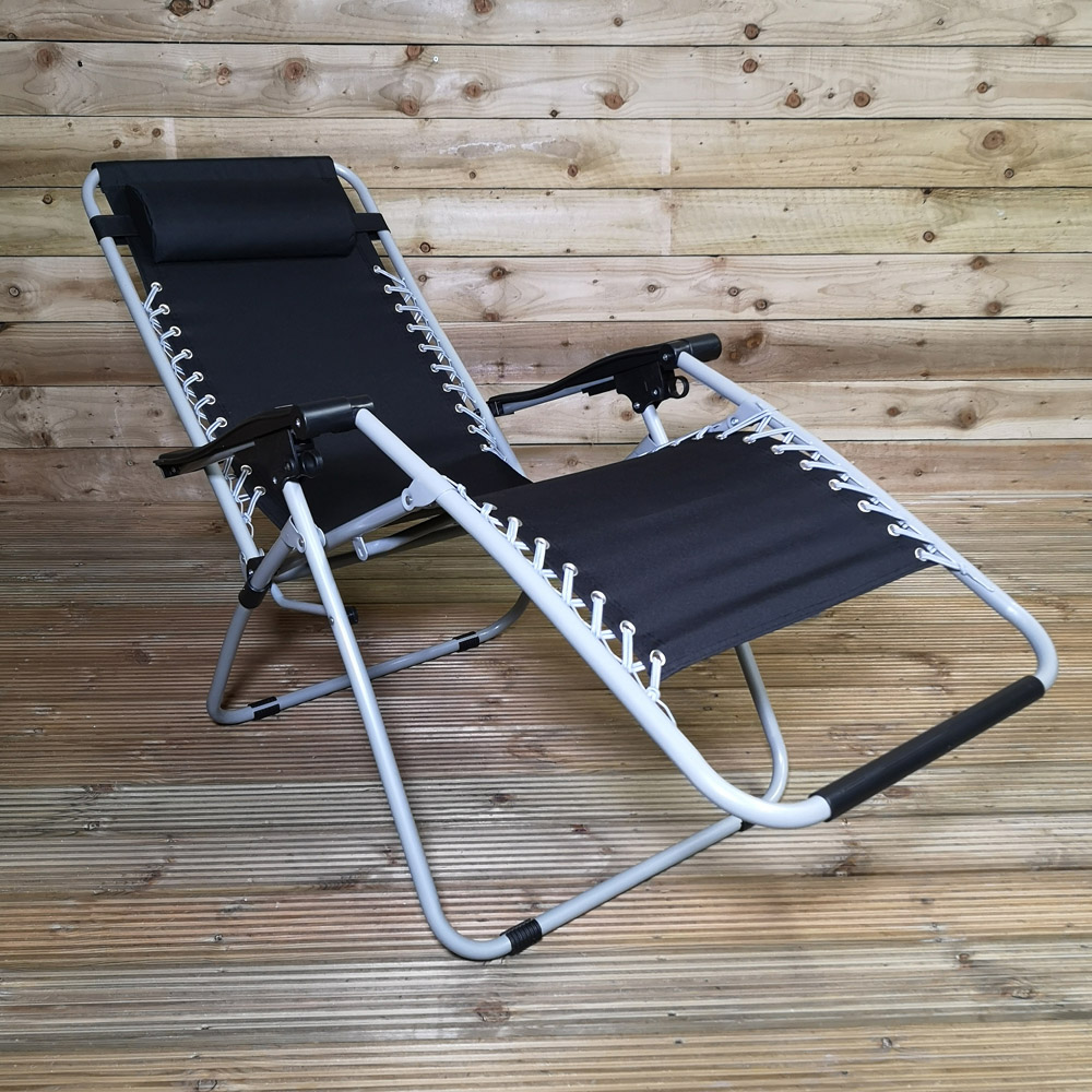 Samuel Alexander Set of 2 Black and Silver Garden Relaxer Chair Image 4