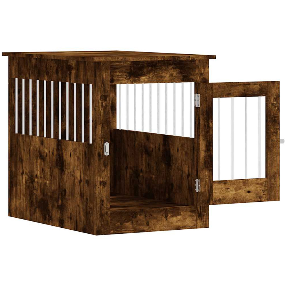 vidaXL Smoked Oak Processed Wood Dog Crate Furniture 55 x 80 x 68cm Image 5