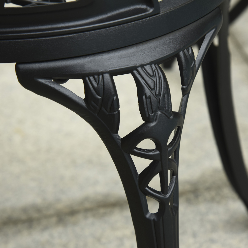 Outsunny 2 Seater Black Aluminium Bistro Set Image 3