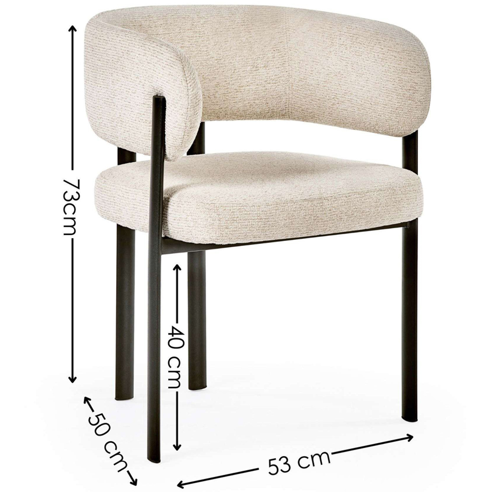 Julian Bowen Bolivia Set of 2 Cream Chenille Upholstered Dining Chair Image 9