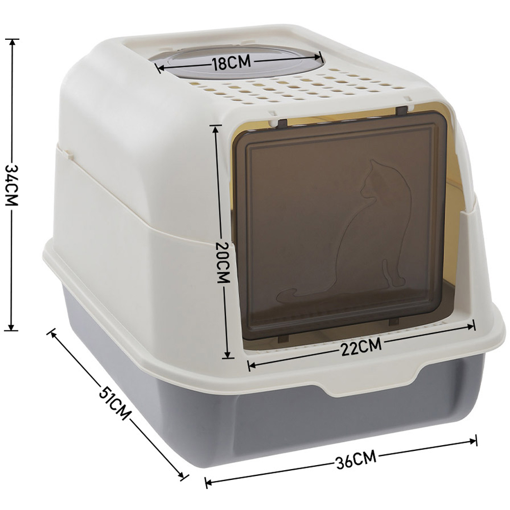 H&O Direct Grey Odourless Cat Litter Box with Scoop 34 x 36 x 51cm Image 6