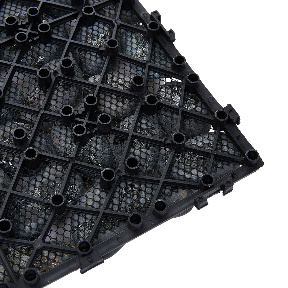 Living and Home Dark Grey Non Slip Faux Natural Pebble Interlocking Floor Tile 6 Pack Image 4