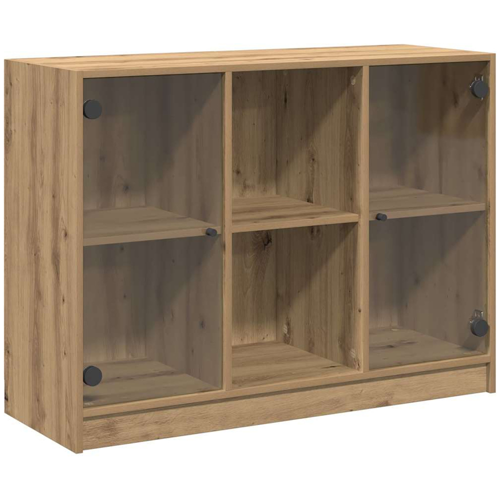 vidaXL 2 Glass Door 2 Shelf Artisan Oak Sideboard Image 2