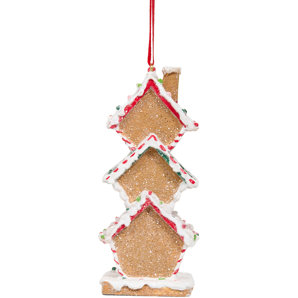 Gingerbread Tiered House Hanging Tree Decoration Image 5