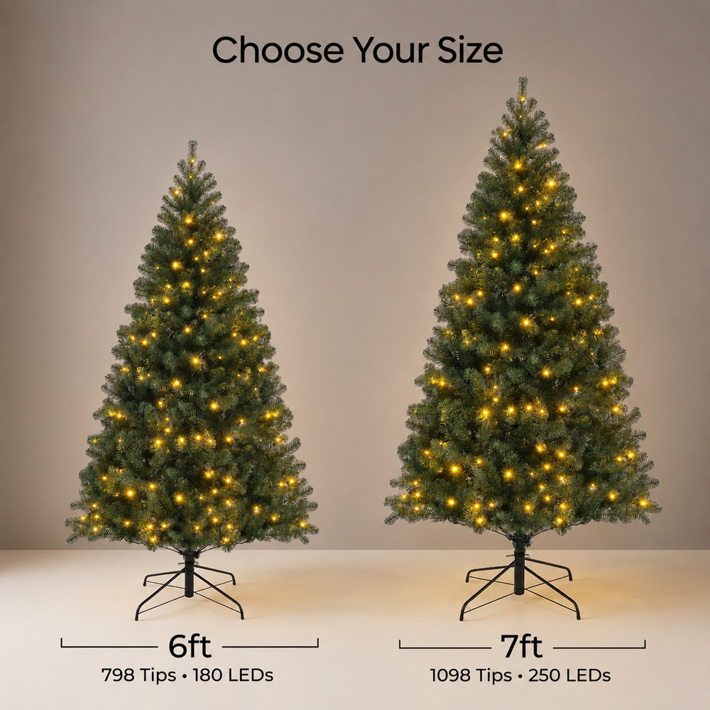 Festive Christmas Richmond Fir Winter Pre-Lit Artificial Christmas Tree 6ft Image 8