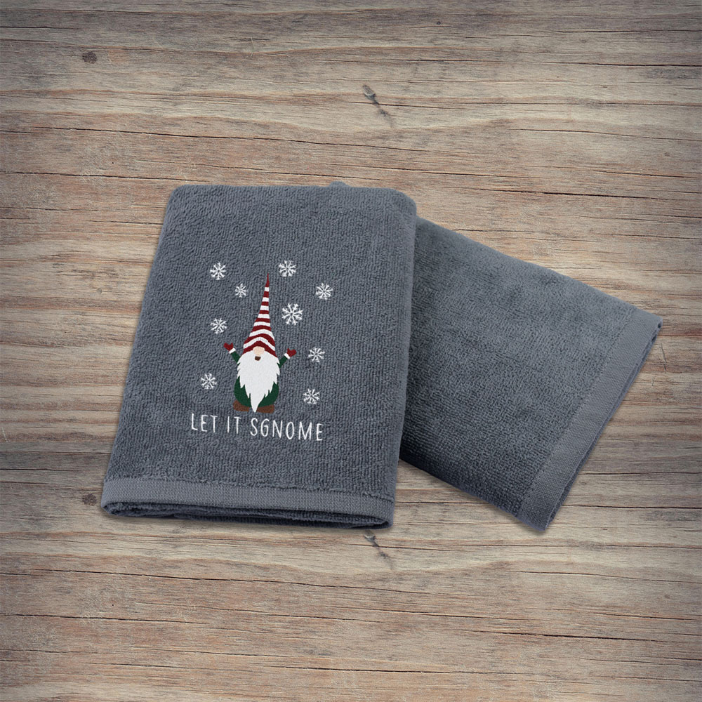 Noel Square Xmas Gonks Grey Hand Towel 2 Pack Image 5
