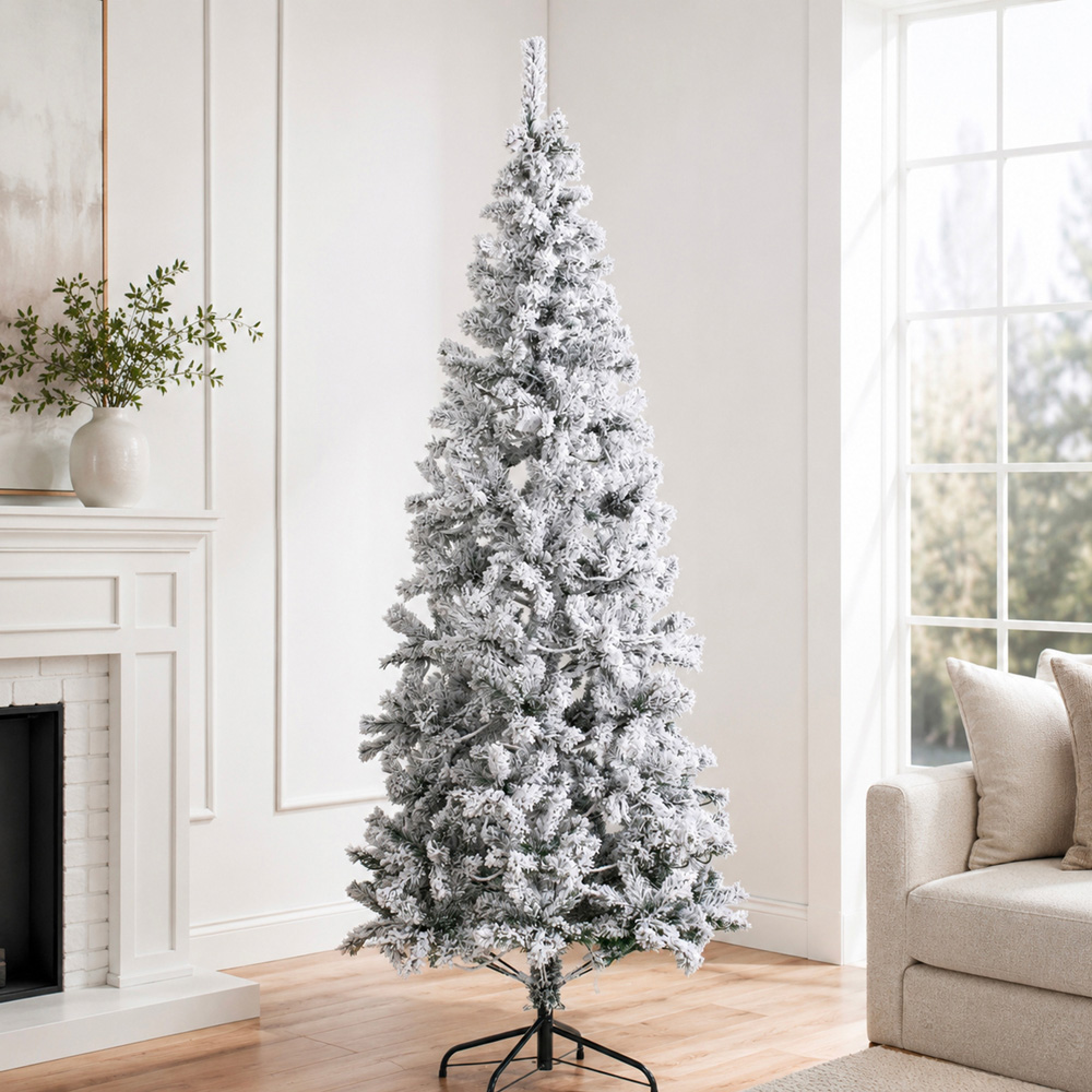 Abrihome Snow Flocked Artificial Christmas Tree with 500 Tips 6ft Image 2
