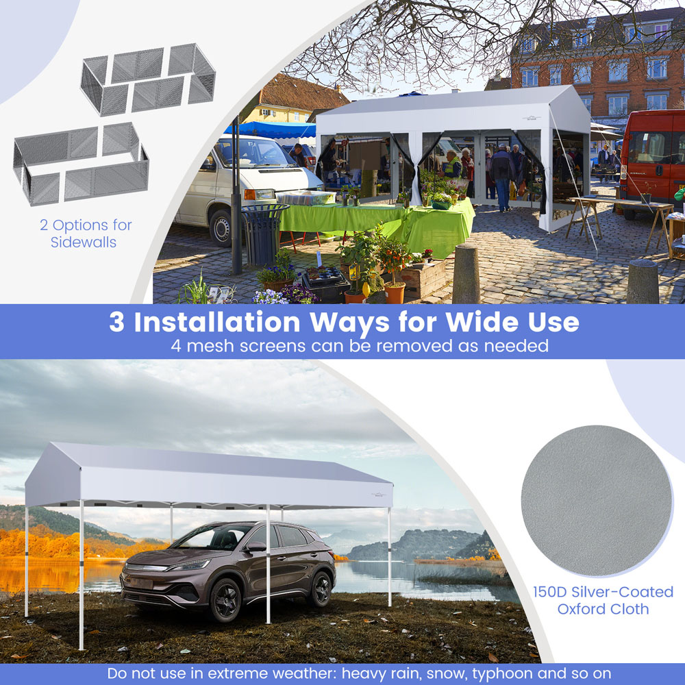 Costway 3 x 6m White Pop Up Canopy Tent with Removable Sidewalls Image 3