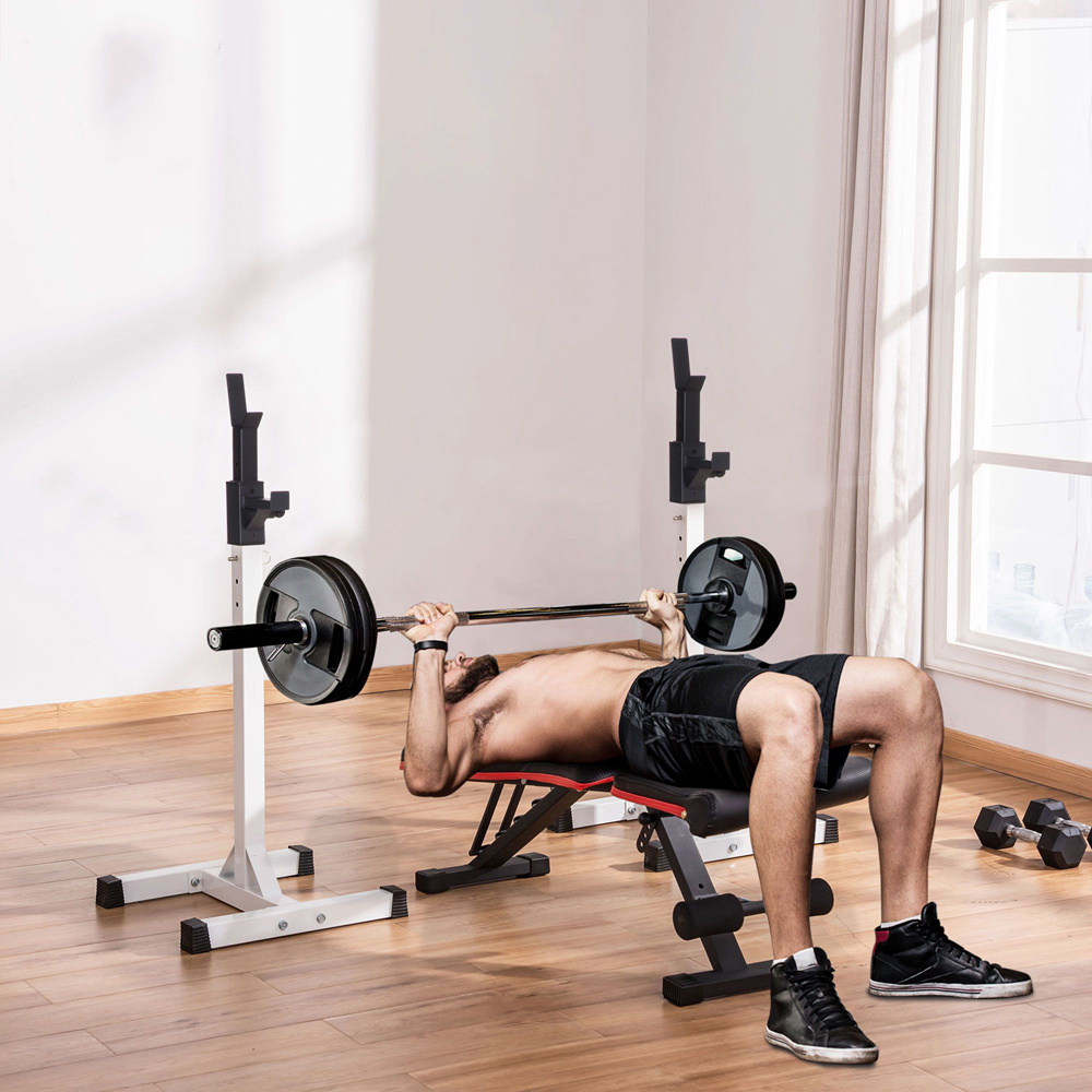 HOMCOM Black Heavy Duty Weight Barbell Squat Stand Image 2