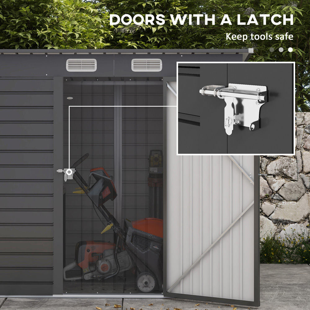 Outsunny 6.3 x 4.3ft 2 Door Light Grey Metal Garden Storage Shed Image 5