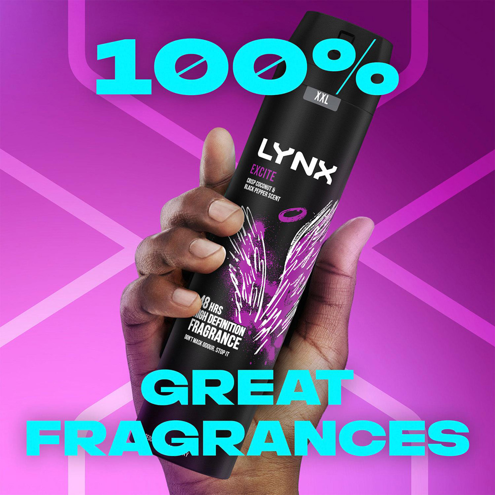 Lynx Excite Shower Gel 500ml and XXL Body Spray 250ml Bundle Image 4