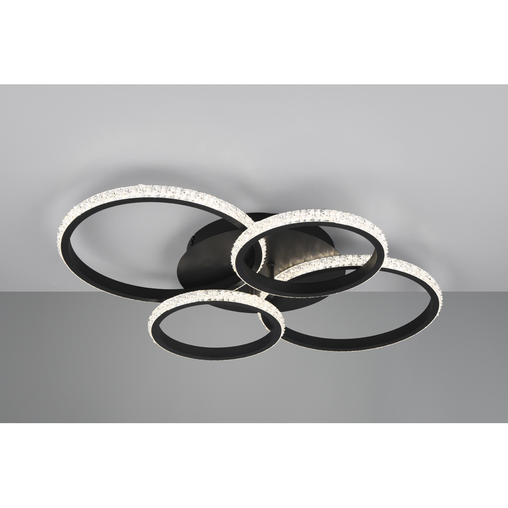 TRIO Cires Matt Black Circles LED Ceiling Light Image 2