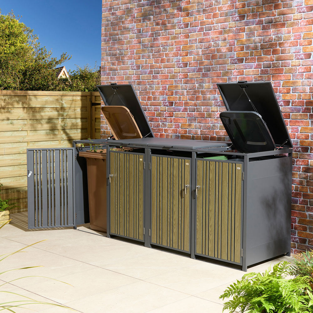 Rowlinson Wimbledon Oak 4 Wheelie Bin Store Image 2