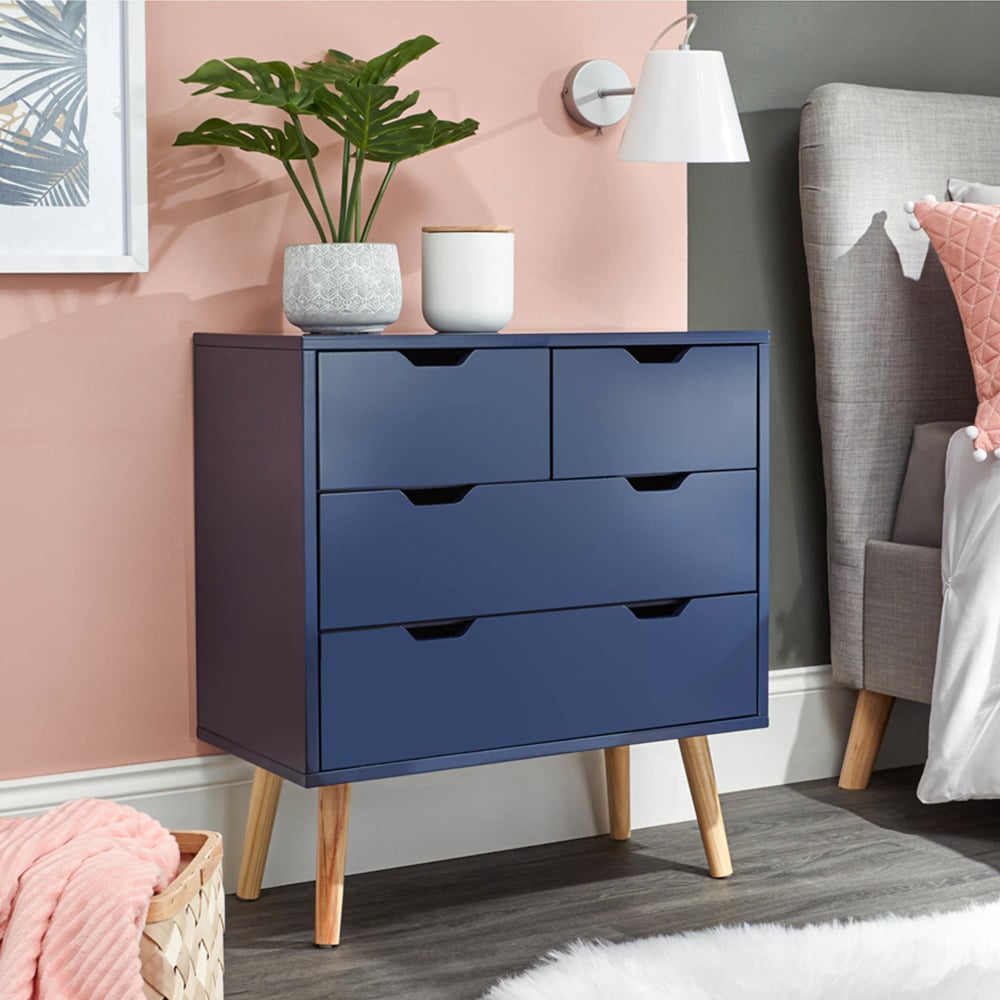 GFW Nyborg 4 Drawer Nightshadow Blue Chest of Drawers Image 8