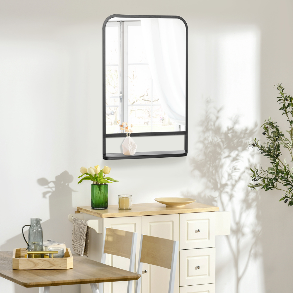 Portland Black Modern Square Wall Mirror 86 x 53cm Image 2