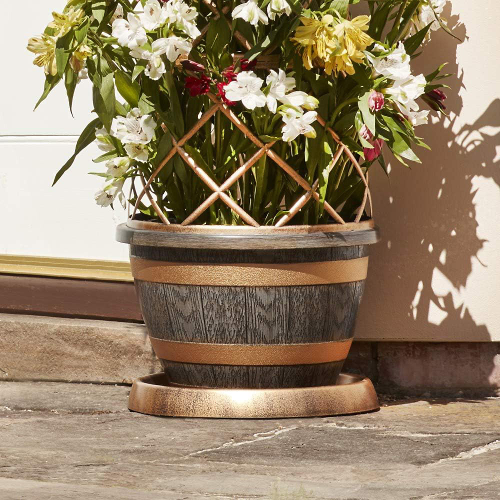 Thompson and Morgan Wooden Barrel Effect Tower Pot 24cm Image 2