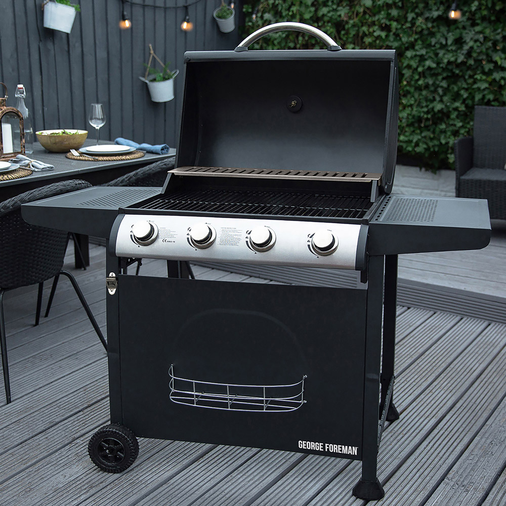 George Foreman Black 4 Burner Gas BBQ Image 9