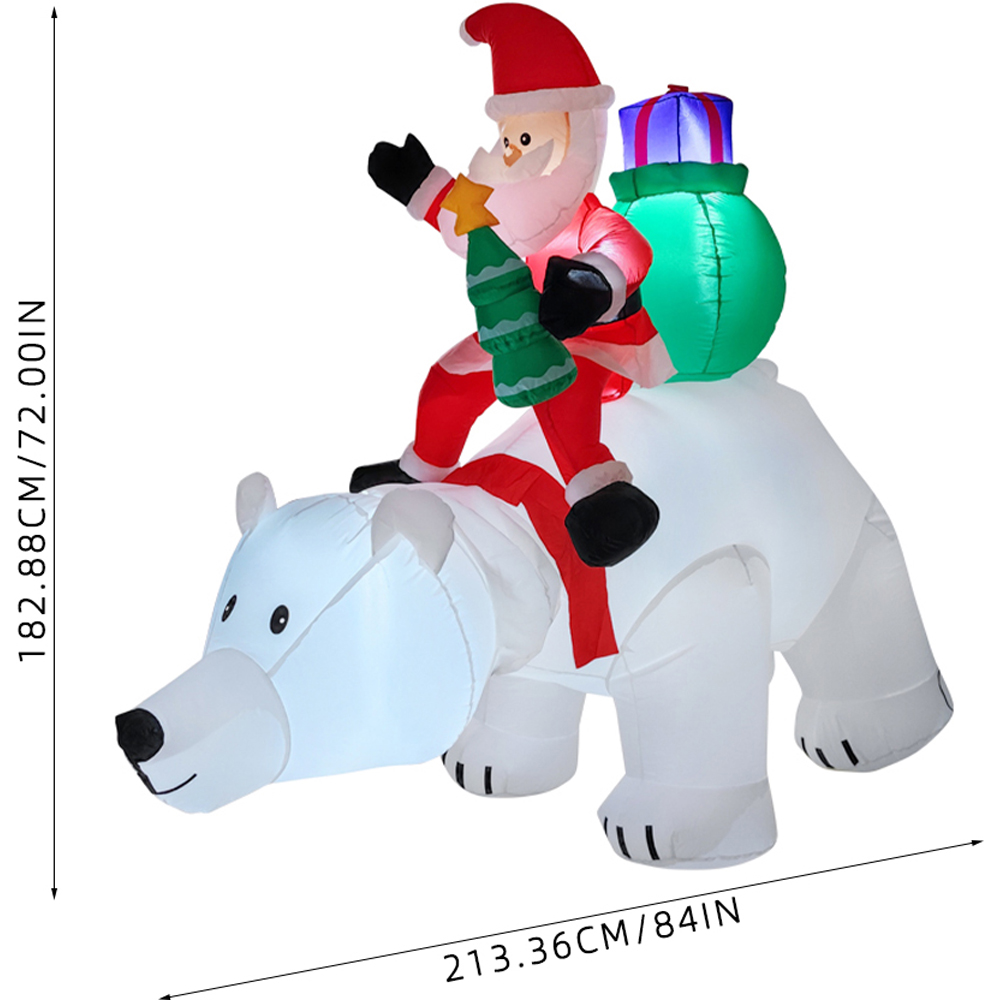 Living and Home Inflatable Multicolour Santa and Polar Bear LED Christmas Decoration 6ft Image 9