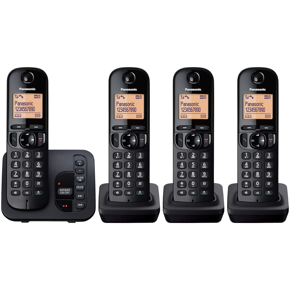Panasonic KX-TGC224EB DECT Cordless Phone with Answer Machine Quad Pack Image 1