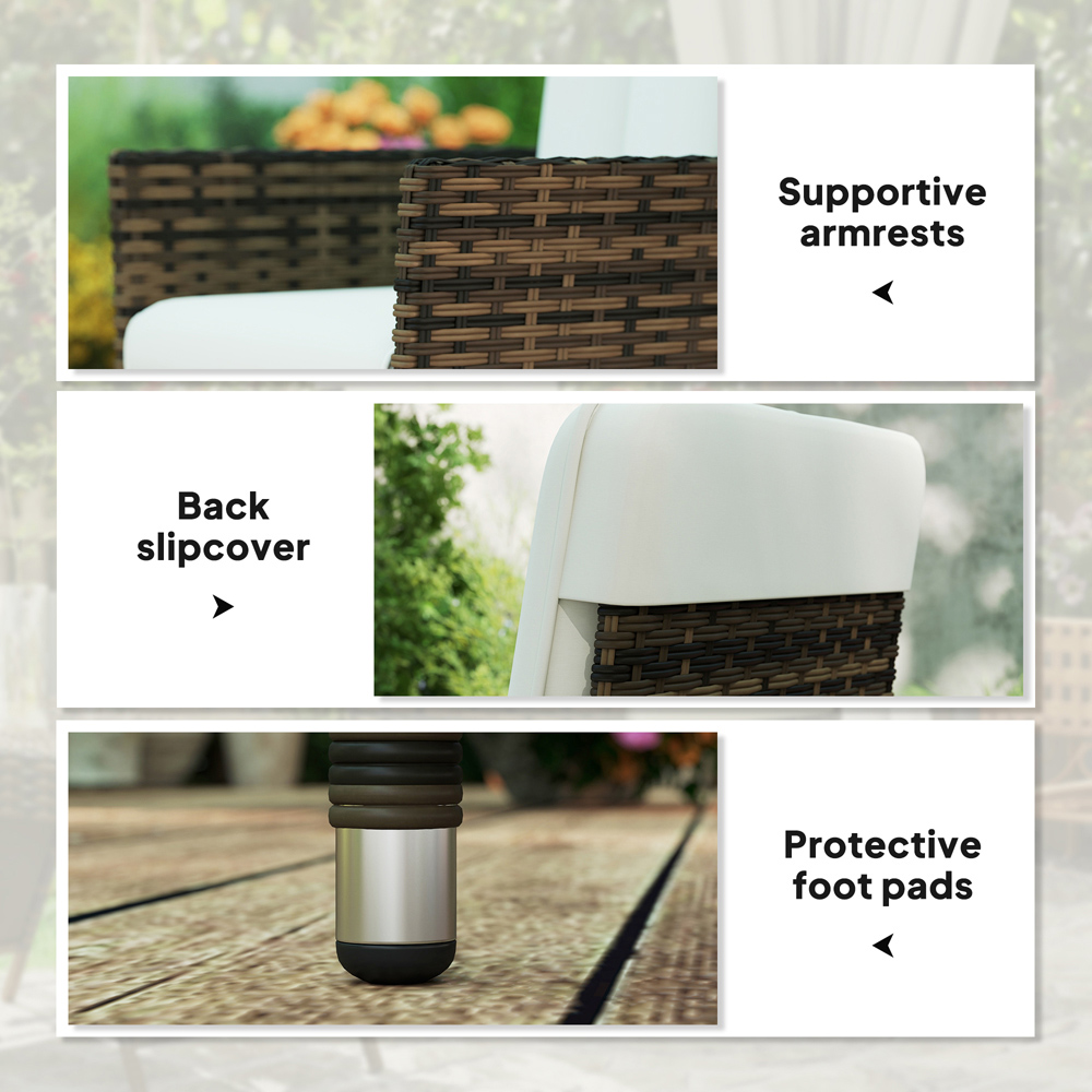 Outsunny Cream White Rattan Adjustable Backrest Garden Recliner Chair Image 7