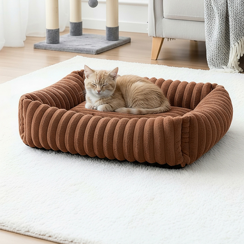 H&O Direct 109cm Dark Brown All Season Soft Pet Bed Image 2