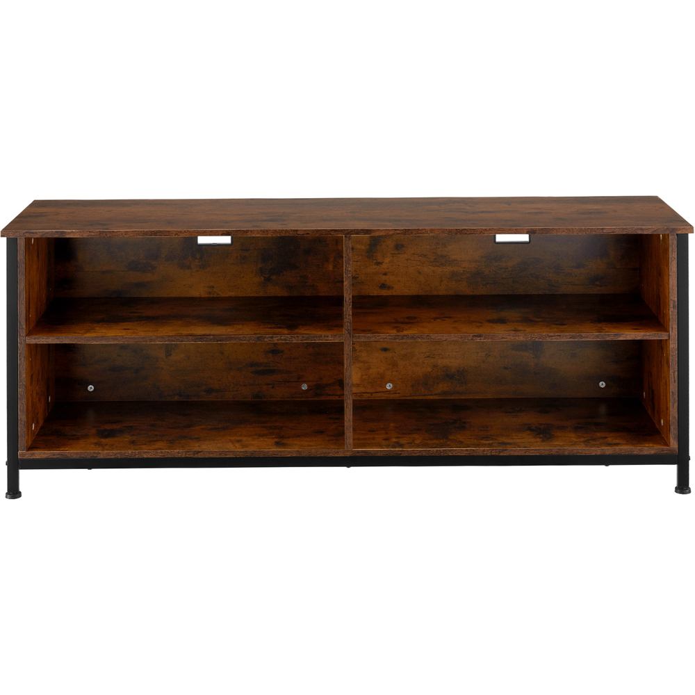 tectake Navan 4 Shelf Dark Rustic Wooden TV Unit with 4 Cable Cutouts Image 3