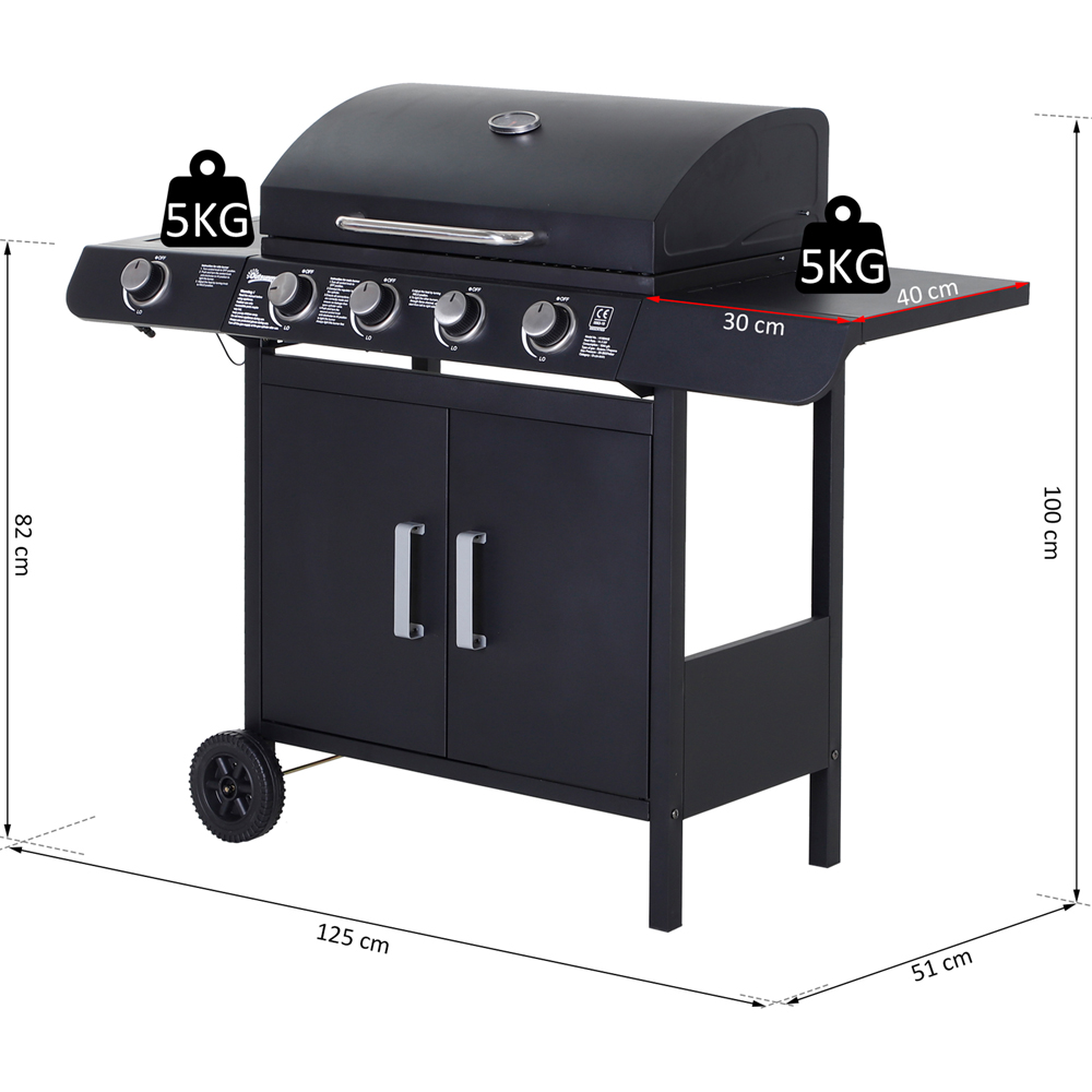 Outsunny Deluxe Black 4 Burner Gas BBQ Grill with Side Burner Image 8