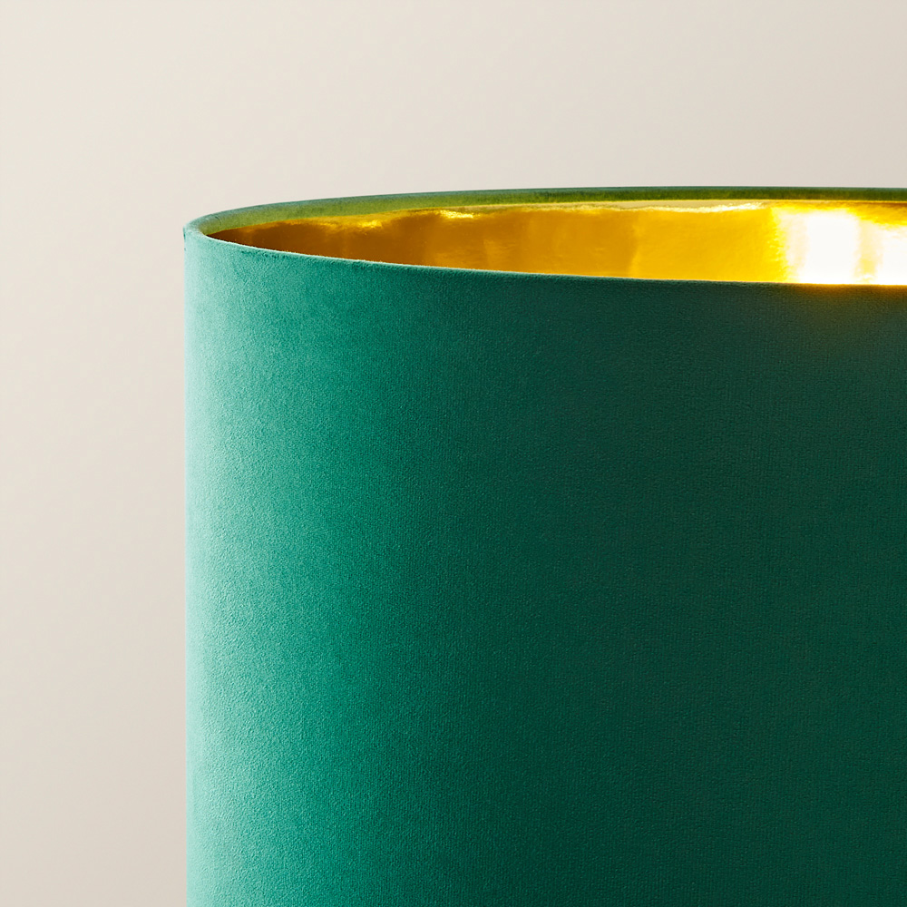 ValueLights Charlie Green Velvet and Metallic Shade Gold Floor Lamp and Bulb Image 3