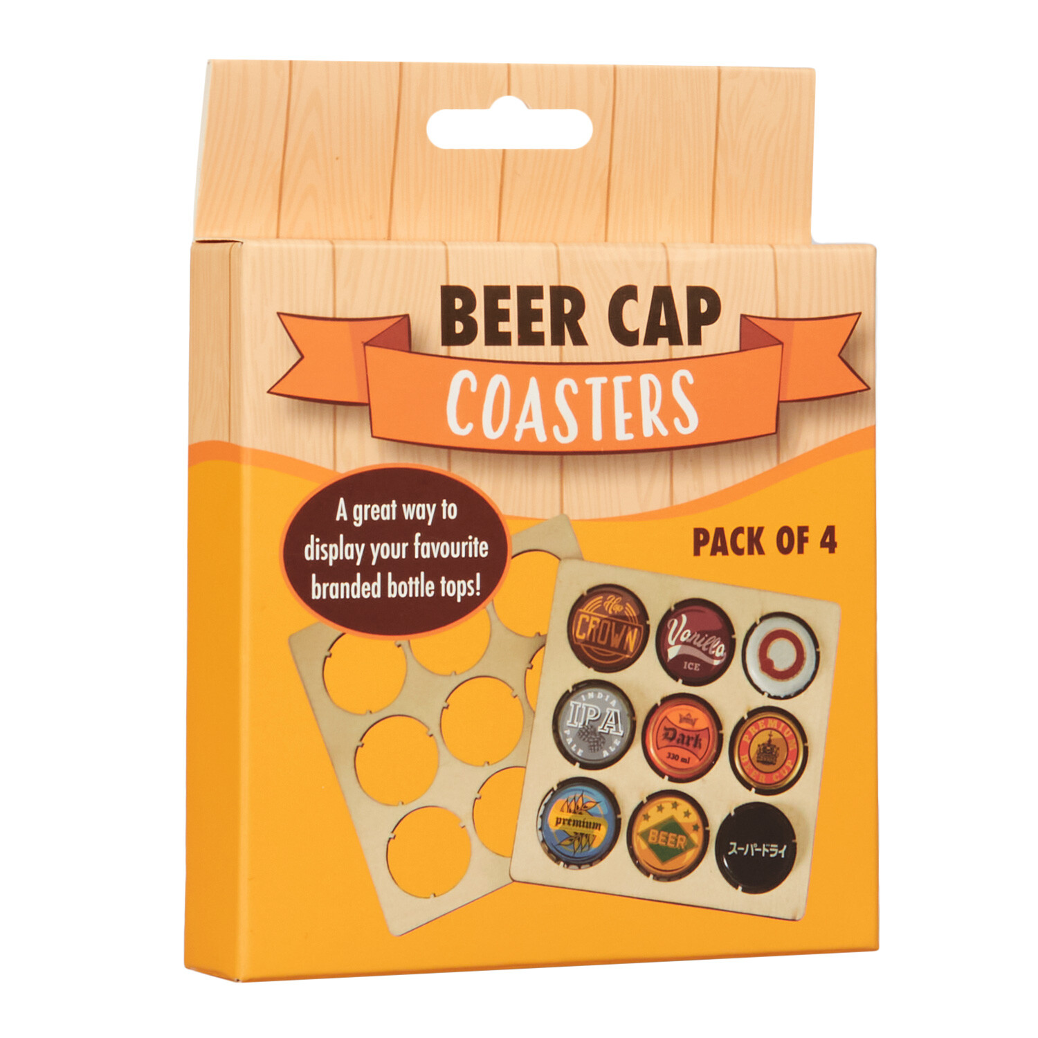 4 Pack Brown Beer Cap Coasters Image 3