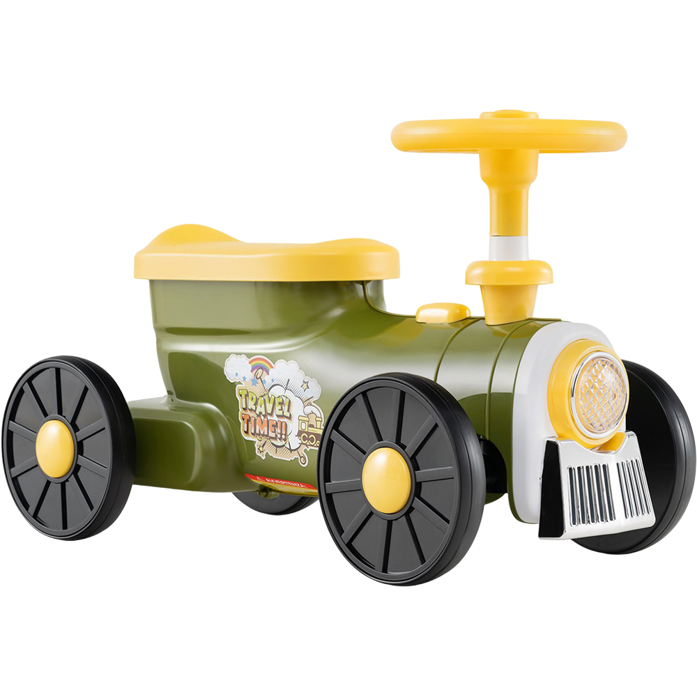 Costway Kids Green Ride On Push Car Train with Sound Button and Storage Compartment Image 1
