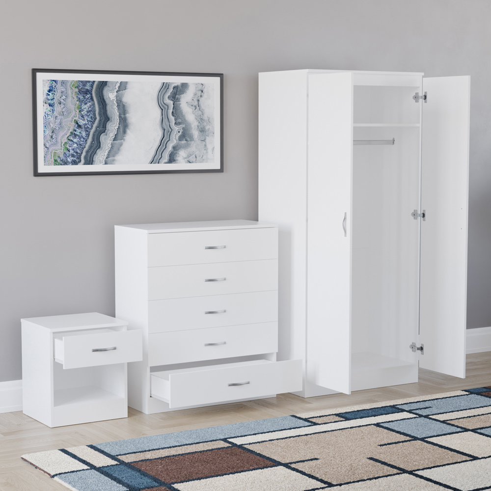 VIDA DESIGNS Riano White 3 Piece Bedroom Furniture Set Image 4