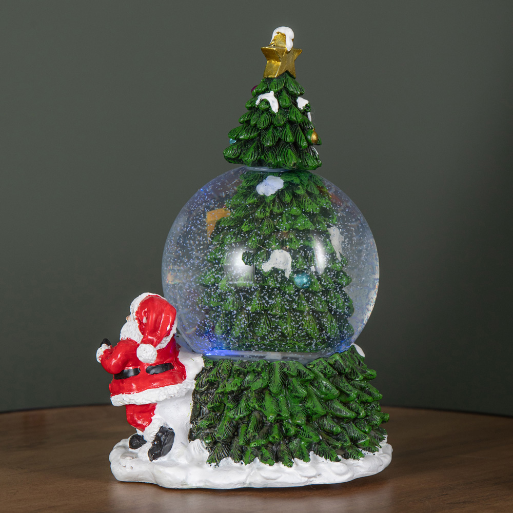 Samuel Alexander Light Up Musical Tree and Santa Spin Snow Globe Christmas Decoration 10cm Image 7