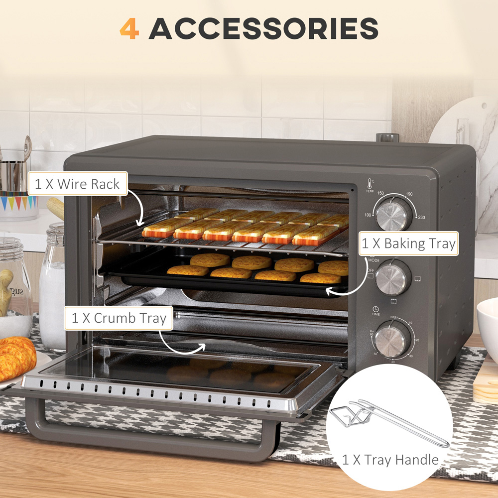 HOMCOM 800-085V70GY Grey 21L Electric Mini Oven 1400W Image 6