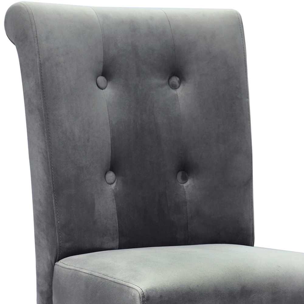 Living and Home Light Grey Tufted Velvet Dining Chair Image 5