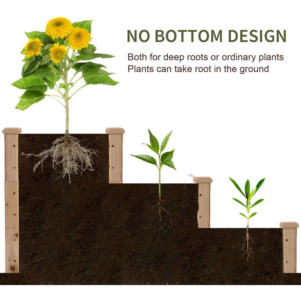 Outsunny 3-Tier Wooden Raised Garden Box Image 7