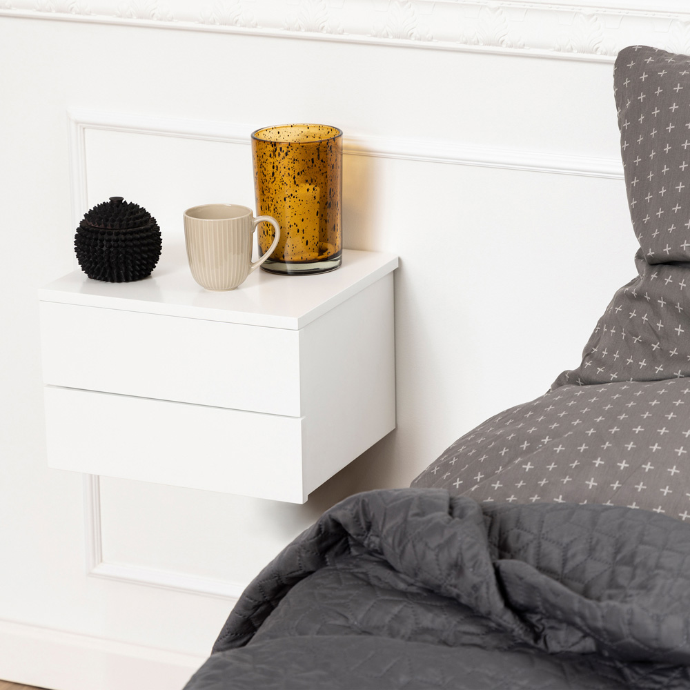 Florence Avignon 2 Drawer White Bedside Table Image 8