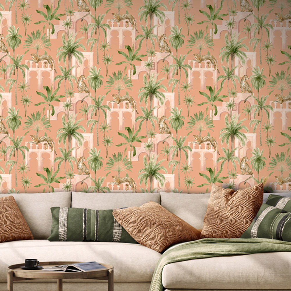 Arthouse Leopard Arches Terracotta Wallpaper Image 4