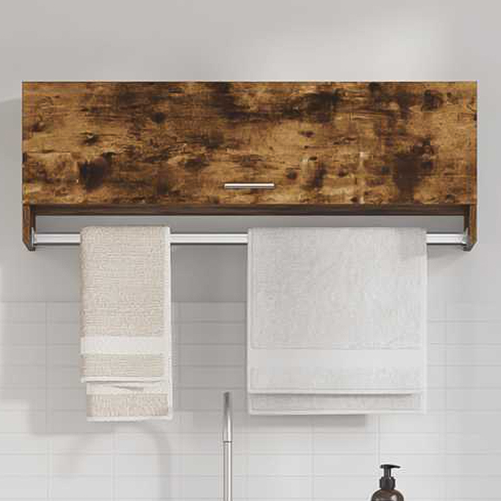 vidaXL Single Flap Door Smoked Oak Wardrobe with Hanger Bar Image 1