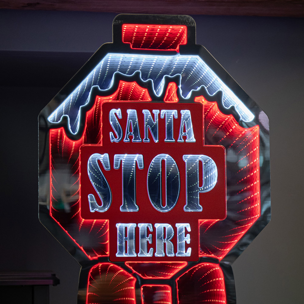 Samuel Alexander Multicolour LED Light Up Santa Stop Here Sign Infinity Christmas Decoration 90cm Image 5