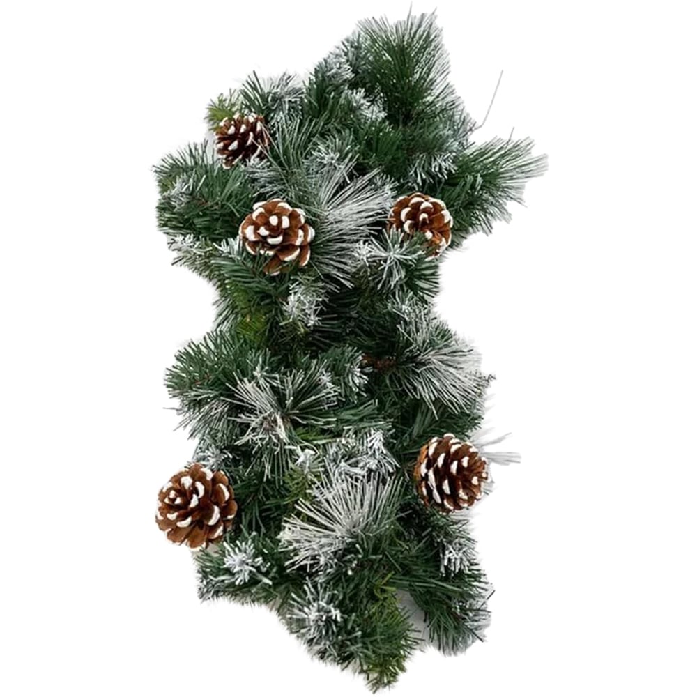 Marco Paul Green Frosted Glacier Christmas Garland with Pinecones 90cm Image 1
