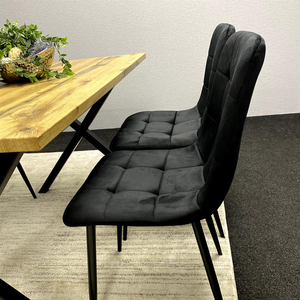 Kosy Koala 4 Seater MDF and Velvet Dining Table Set Black Image 5