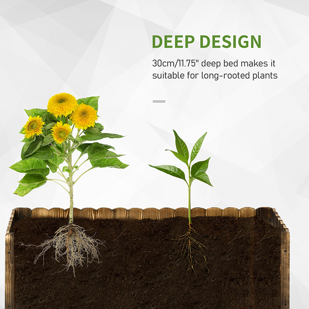 Outsunny Wooden Rectangular Raised Bed Planter 30 x 40 x 100cm Image 6