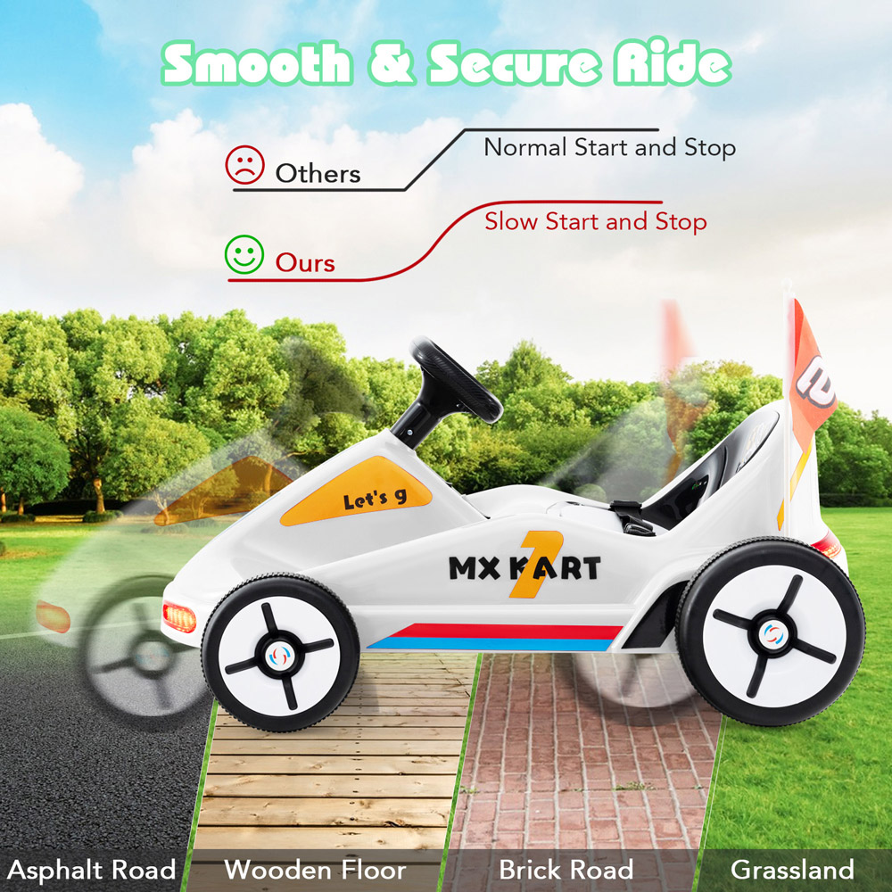 Costway White Kids Electric Go Kart with Remote Image 6