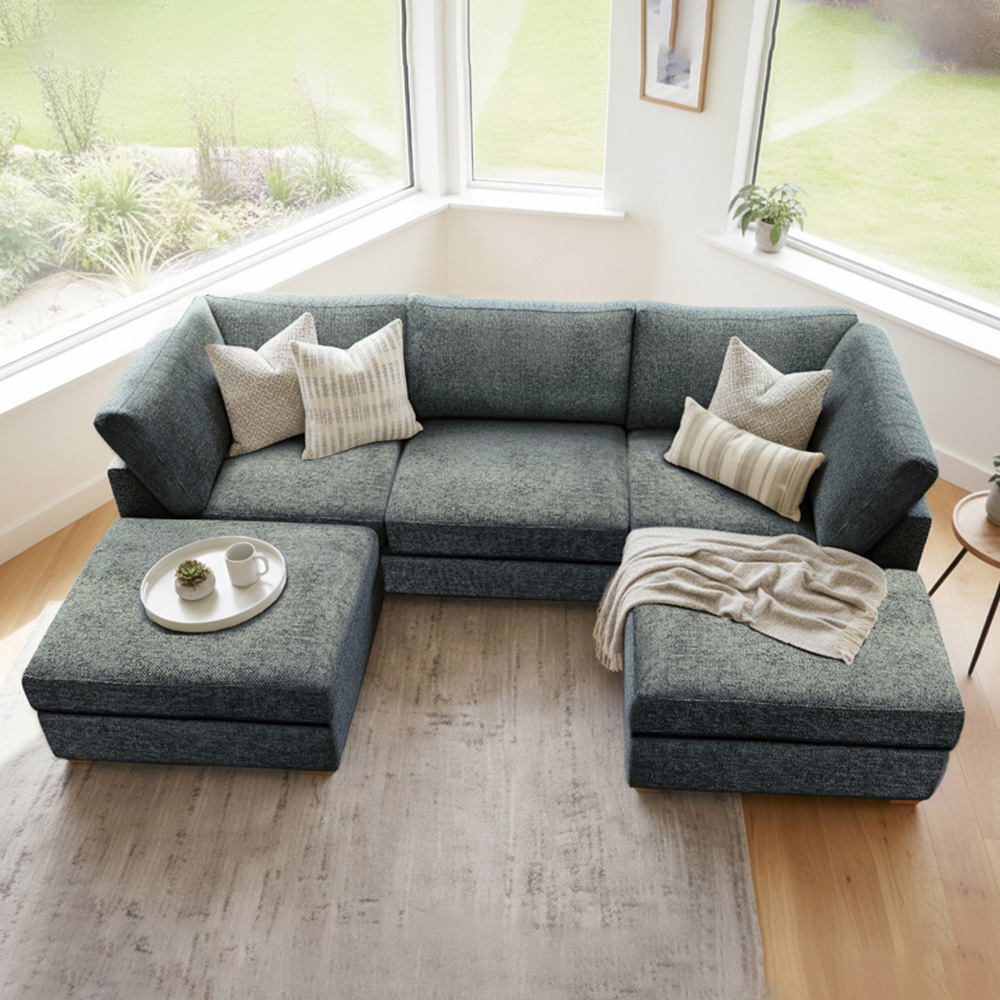 Carina Enzo 5 Seater Navy U-Shape Sofa Image 7